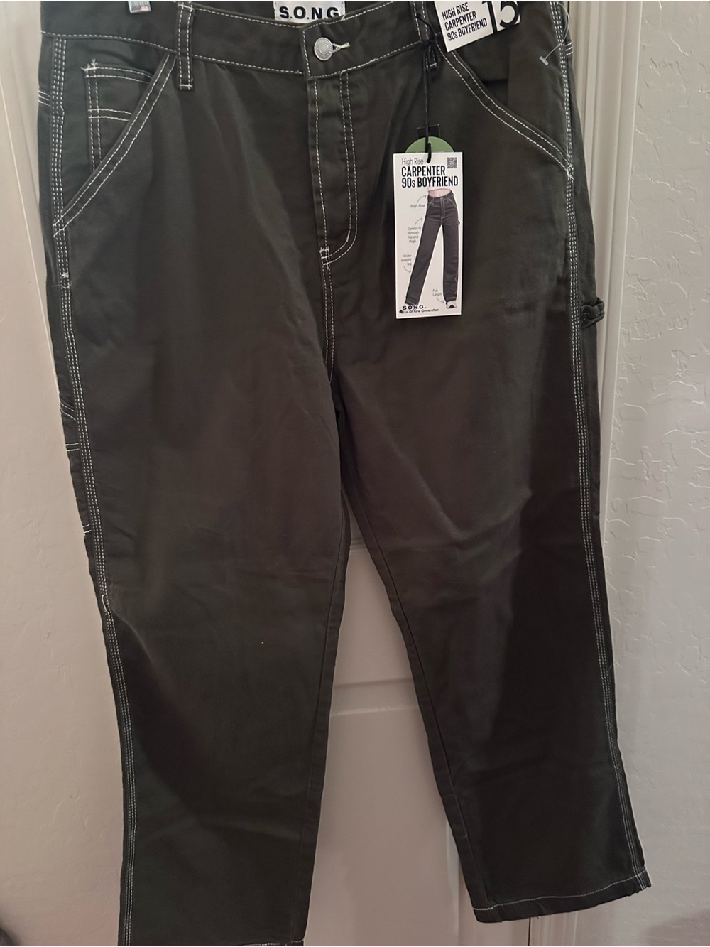 Olive Green High Rise Boyfriend Jeans
